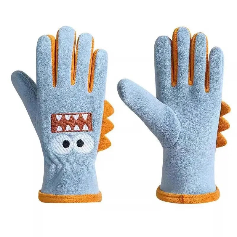 Kids' Plush Five-Finger Winter Gloves – Ages 6–12