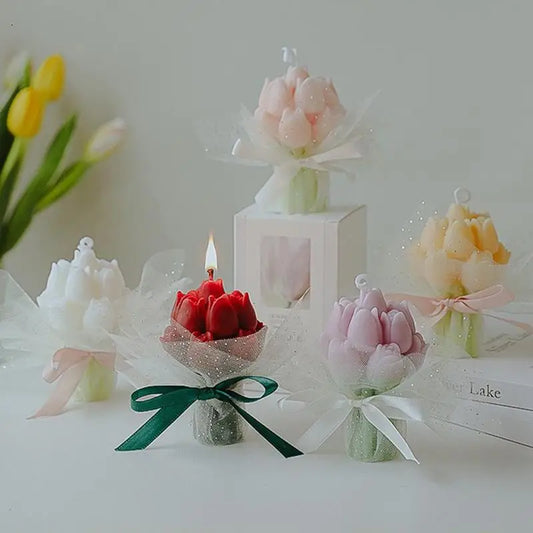 Handmade Tulip Bouquet Candle Scented Candle Aromatherapy Soy Wax Candle Wedding Birthday Candles Party Home Decoration