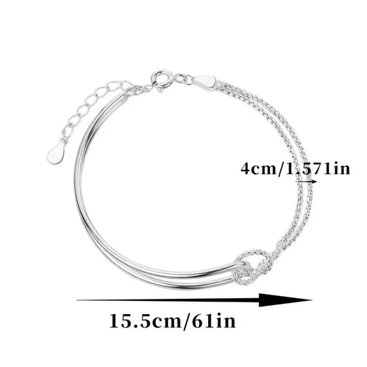 S925 Silver Minimalist Geometric Bracelet for Women – Elegant Gift for Birthday & Christmas