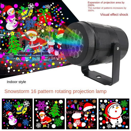 USB Snowflake Christmas Projector – 16 Rotating Patterns