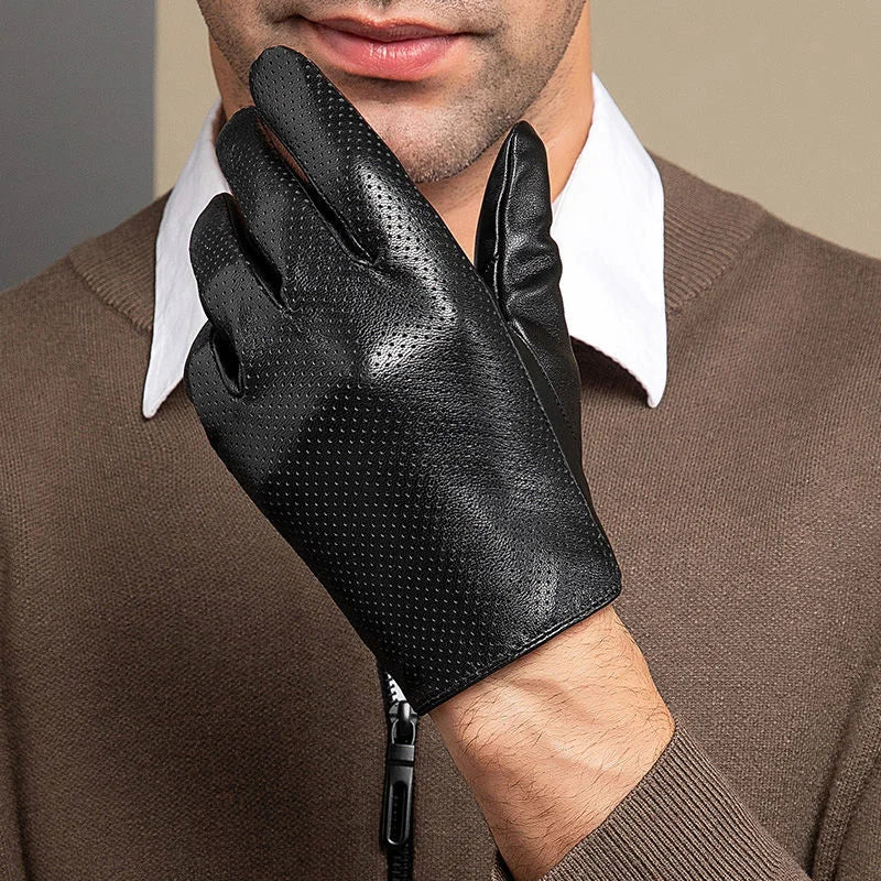 Men's Genuine Sheepskin Leather Gloves – Touchscreen Winter Gloves