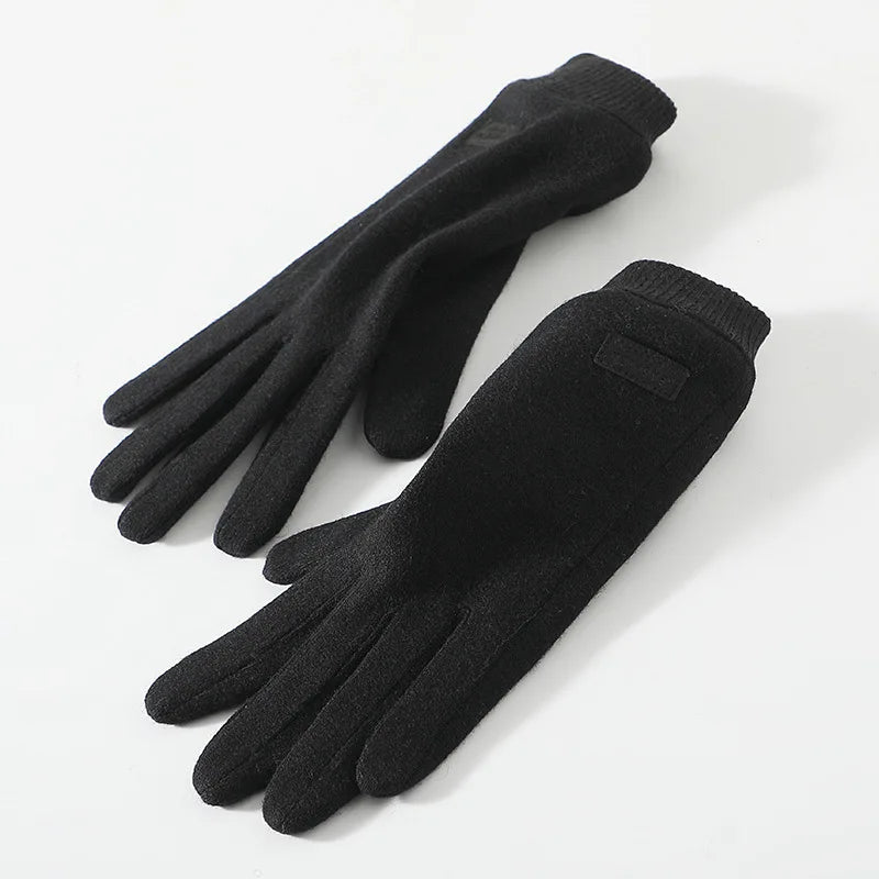 Women's Knit-Cuff Plush Touchscreen Gloves