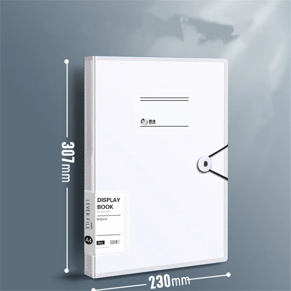 A4 File Folder 30 Pages Transparent Insert Paper Document Organizer Waterproof Booklet Information Books Office School Supplies