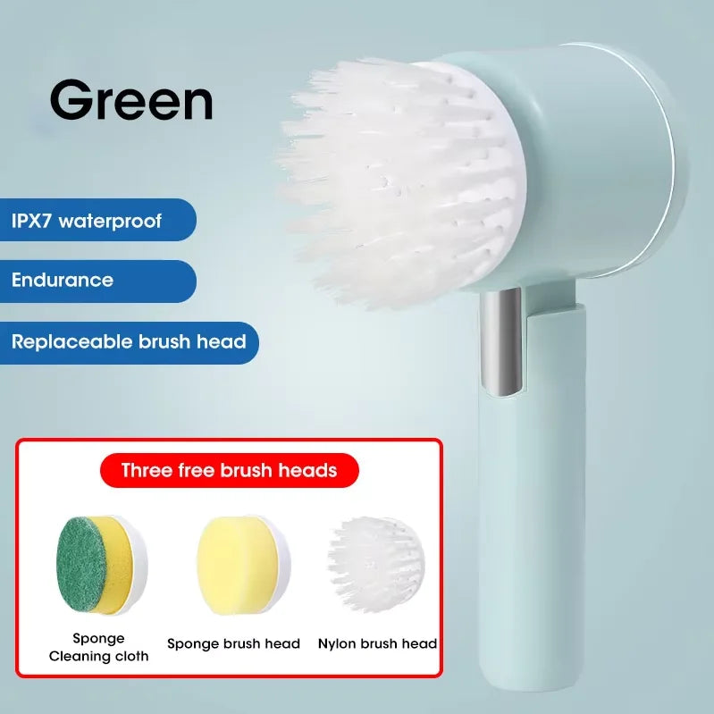 Electric Spin Scrubber – Cordless Rechargeable Cleaning Brush with Replaceable Heads