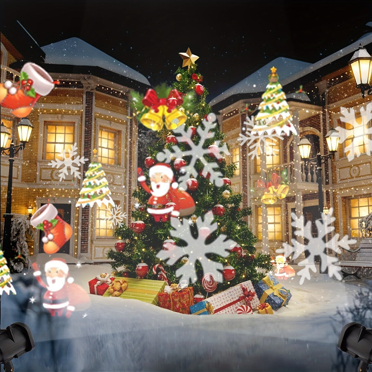 USB Snowflake Christmas Projector – 16 Rotating Patterns