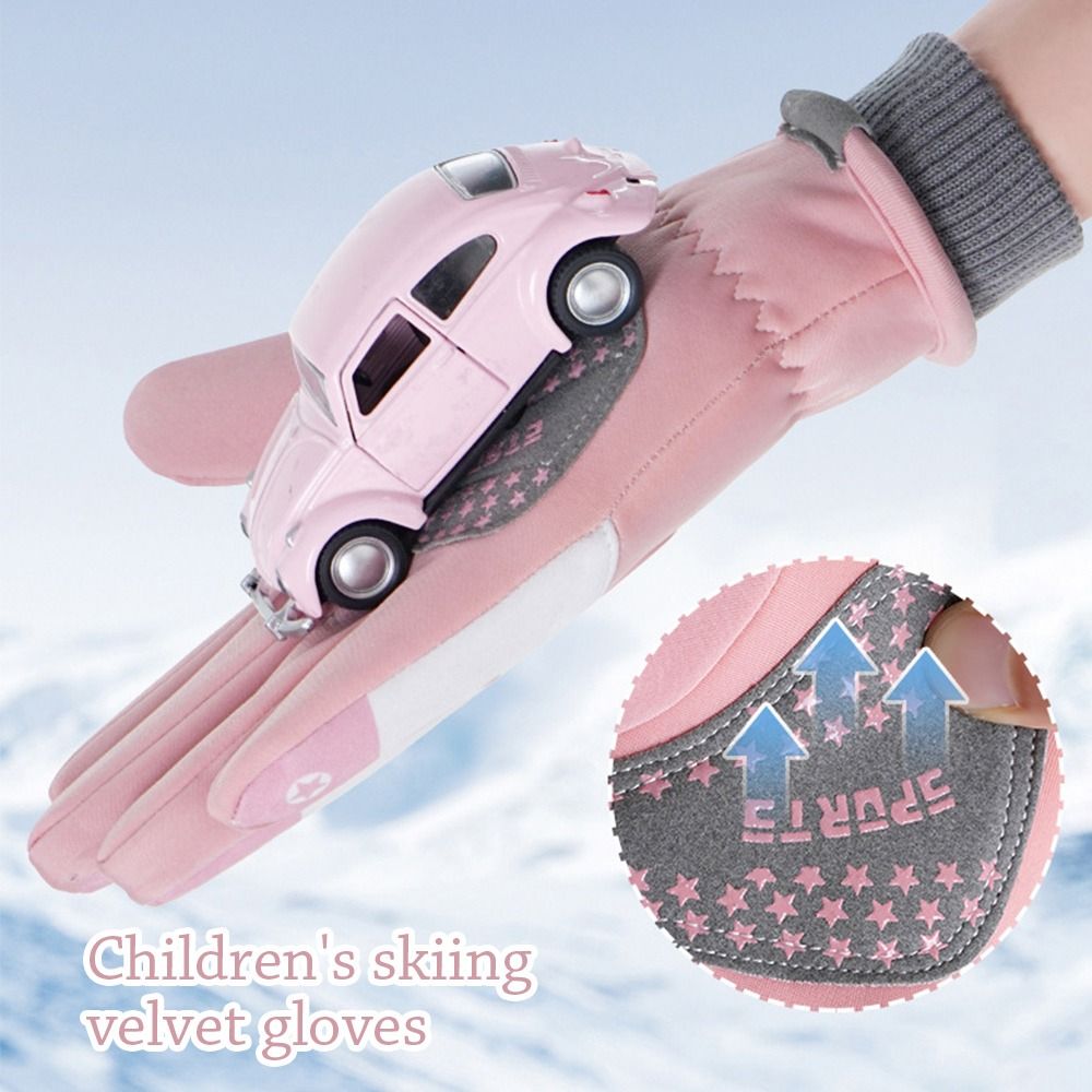Kids' Velvet-Lined Winter Gloves – Non-Slip Cycling & Ski Gloves (Ages 7–13)