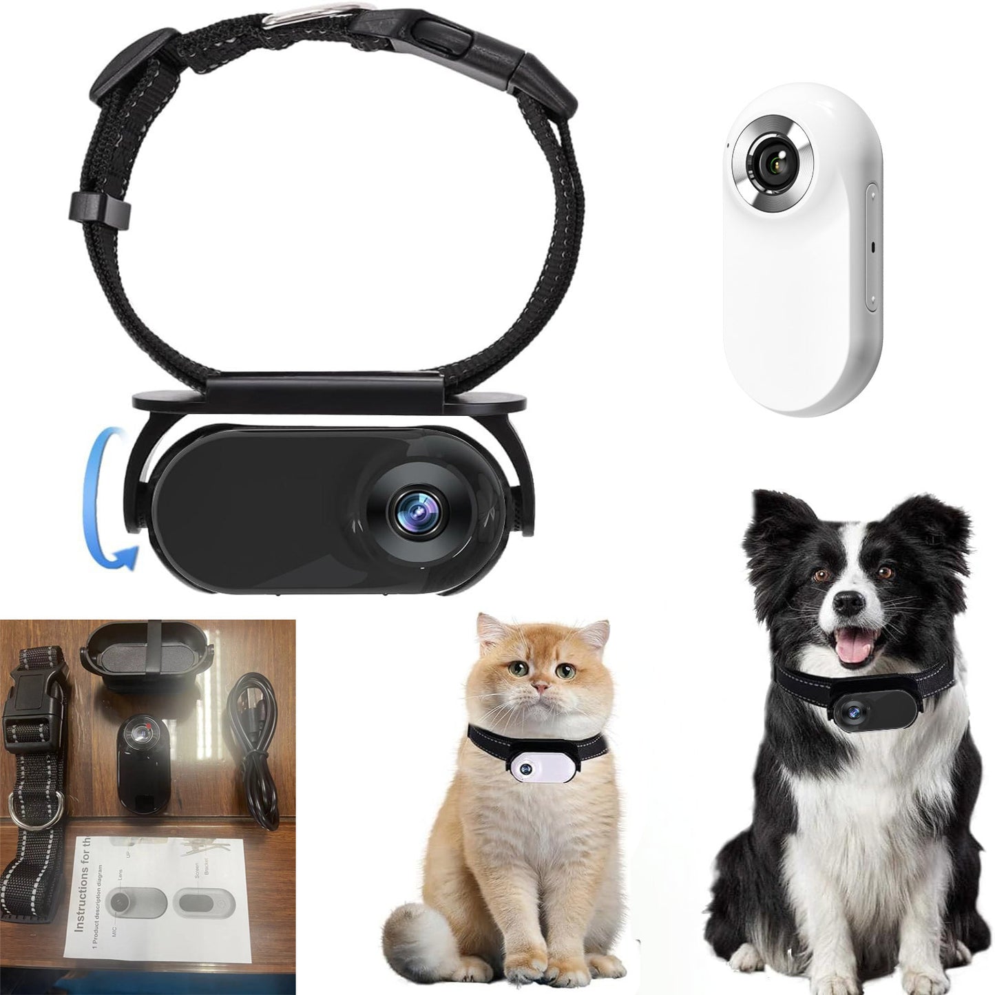 Adjustable Angle Pet Collar Camera HD Recorder