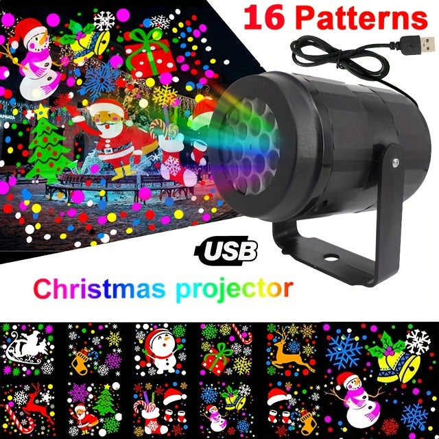 Snowflake Christmas Projector Light – 16 Rotating Holiday Patterns