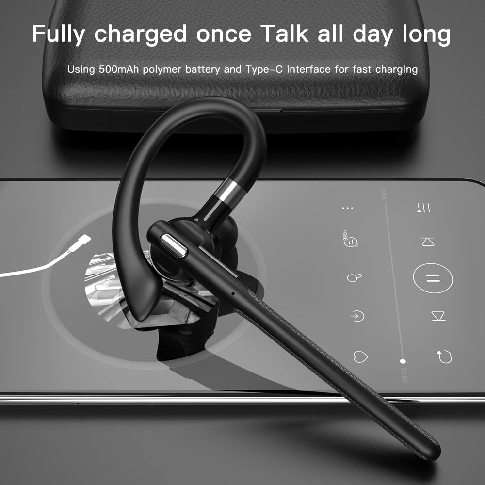 Single-Ear Bluetooth Headset – Hands-Free Business Earpiece with Mic