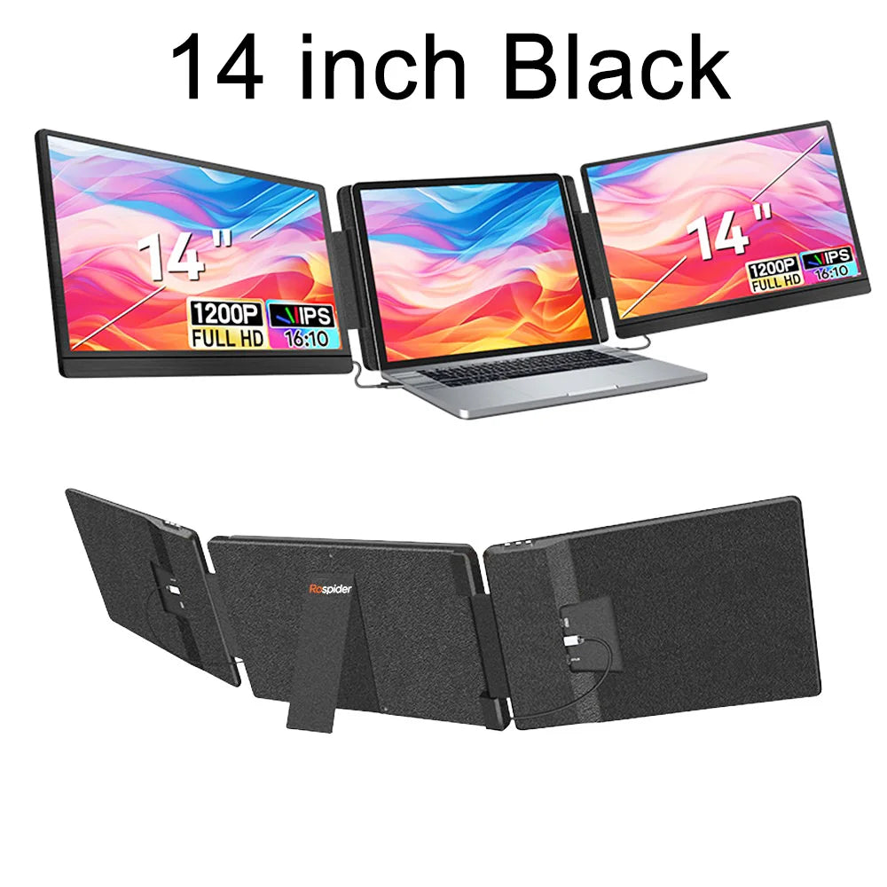 Rospider Portable FHD IPS Dual/Triple Screen Extender – 14", 15.6" & 16" Laptop Monitor with 360° Rotation