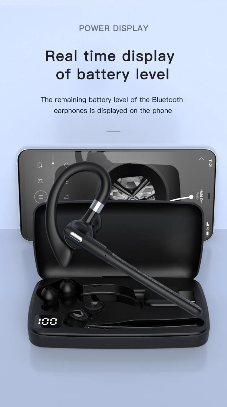 Single-Ear Bluetooth Headset – Hands-Free Business Earpiece with Mic