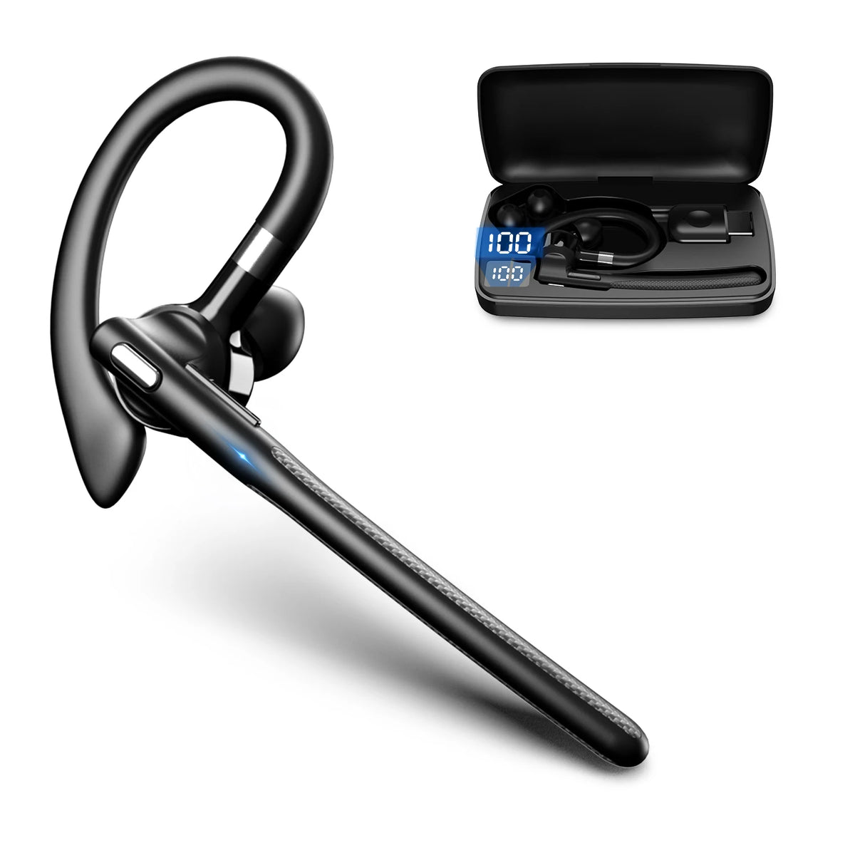 Single-Ear Bluetooth Headset – Hands-Free Business Earpiece with Mic
