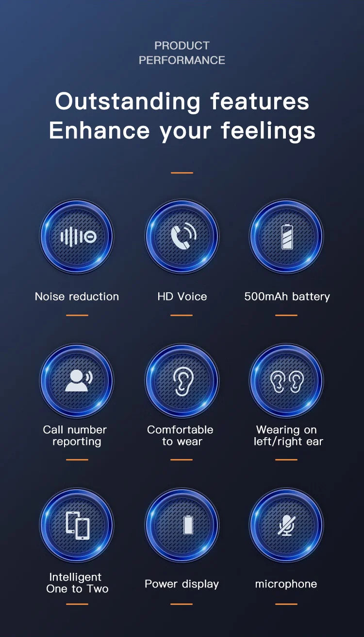 Single-Ear Bluetooth Headset – Hands-Free Business Earpiece with Mic
