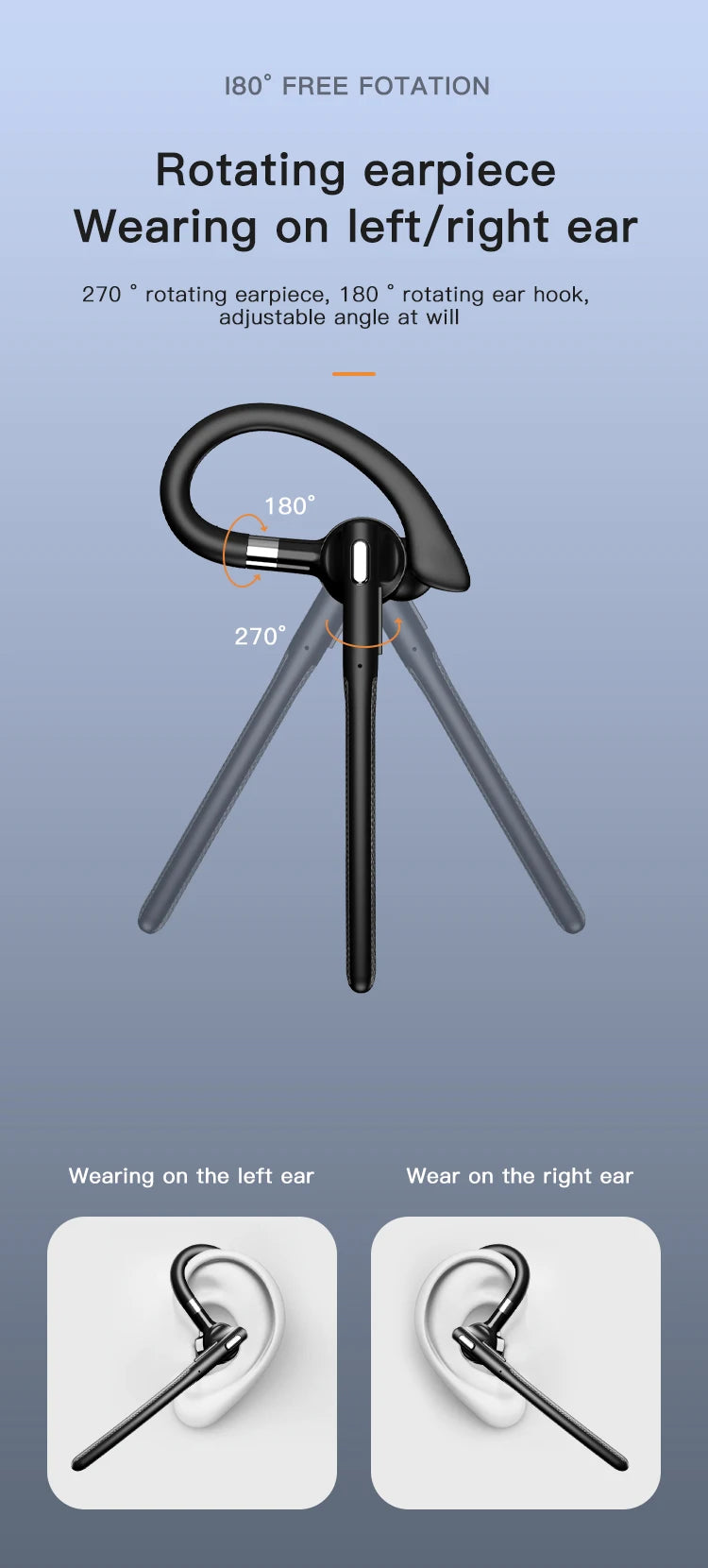 Single-Ear Bluetooth Headset – Hands-Free Business Earpiece with Mic