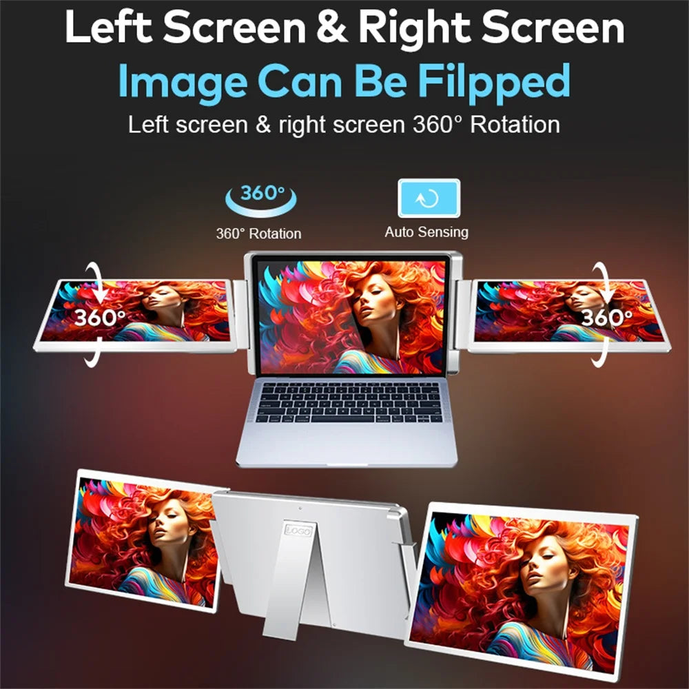 Rospider Portable FHD IPS Dual/Triple Screen Extender – 14", 15.6" & 16" Laptop Monitor with 360° Rotation
