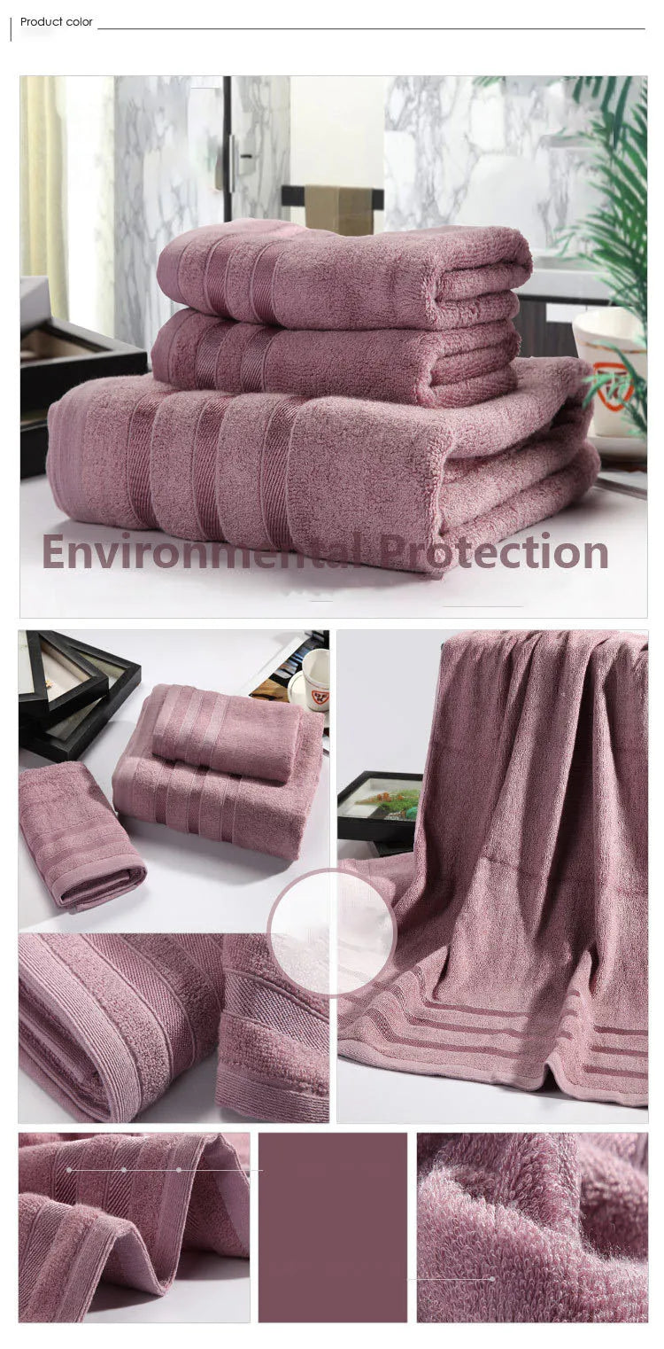 Bamboo Towel Set – 1 Bath Towel & 2 Hand Towels, 615 g