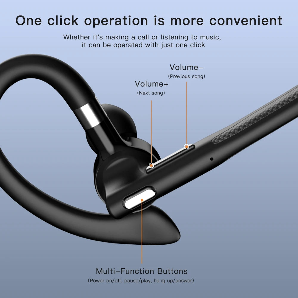 Single-Ear Bluetooth Headset – Hands-Free Business Earpiece with Mic