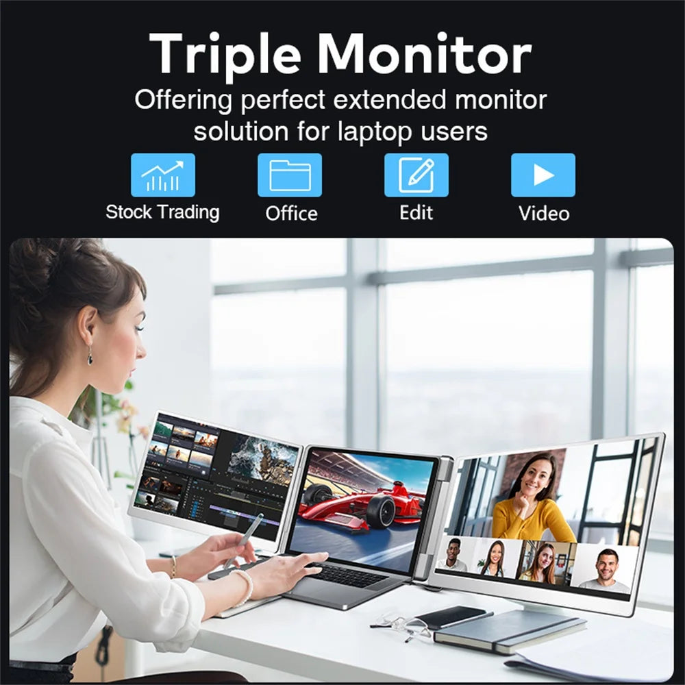 Rospider Portable FHD IPS Dual/Triple Screen Extender – 14", 15.6" & 16" Laptop Monitor with 360° Rotation