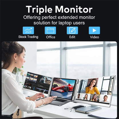Rospider Tragbarer FHD IPS Dual-/Triple-Screen-Erweiterung – 14", 15,6" & 16" Laptop-Monitor mit 360°-Drehung