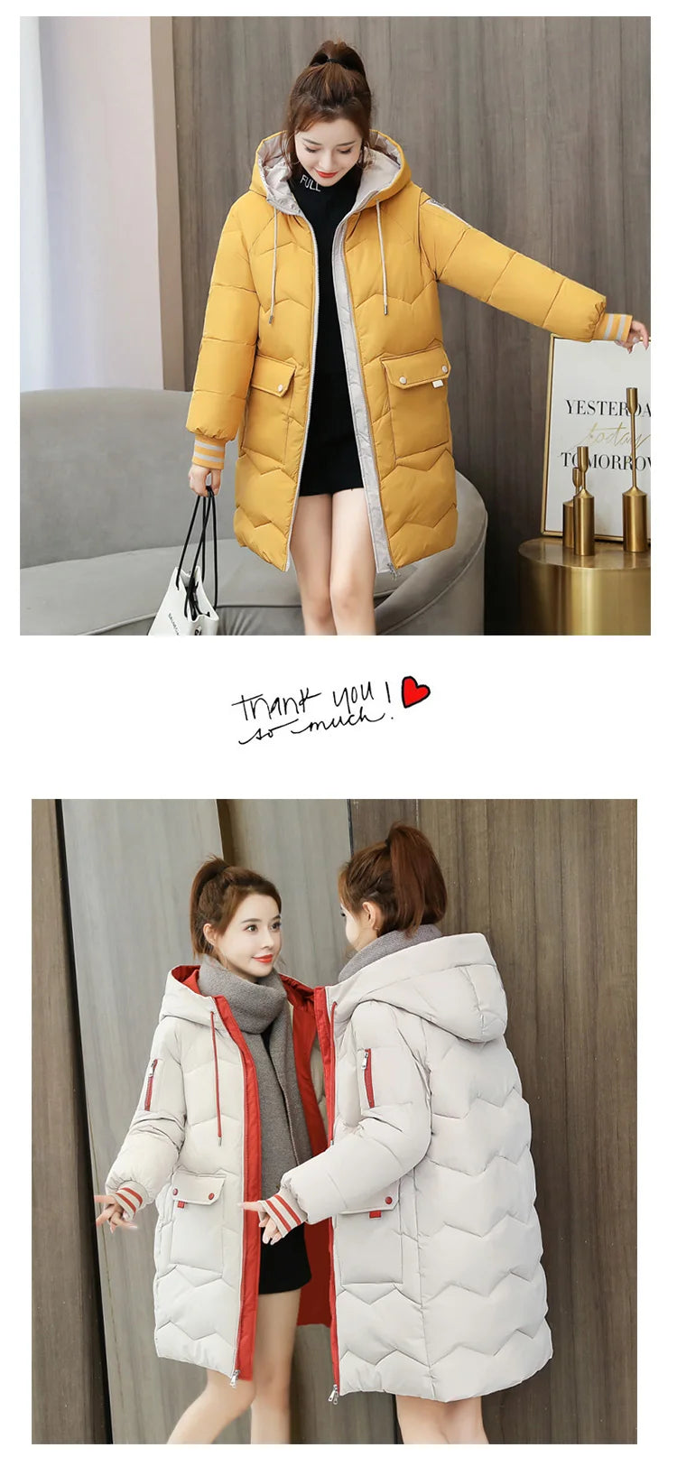 2026 Winter Women Jacket Coats Long Parkas Female Down Cotton Hooded Overcoat Thick Warm Jackets Windproof Casual Student Coat