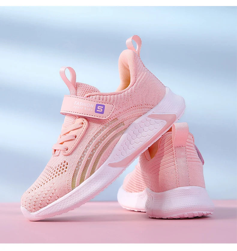 Cute Girls Casual Shoes White Mesh Sneakers Student Kids Summer Sock Footwear Fashion Children Sport Shoes Tenis Running Autumn