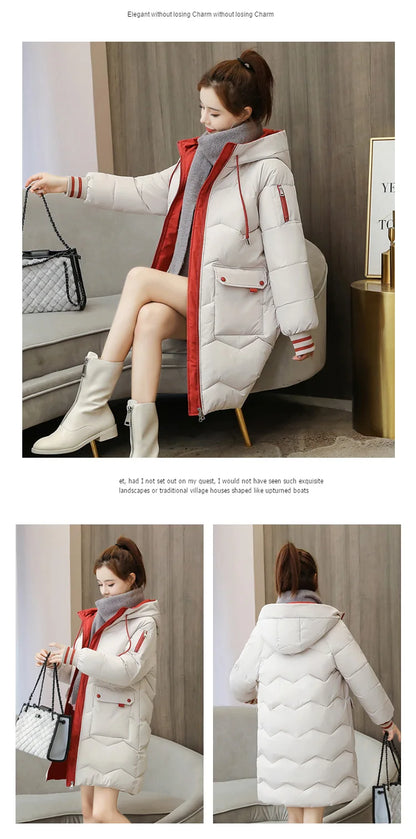 VWBQNZ Damen-Langparka mit Kapuze und Wattierung