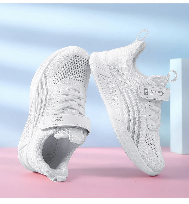 Cute Girls Casual Shoes White Mesh Sneakers Student Kids Summer Sock Footwear Fashion Children Sport Shoes Tenis Running Autumn