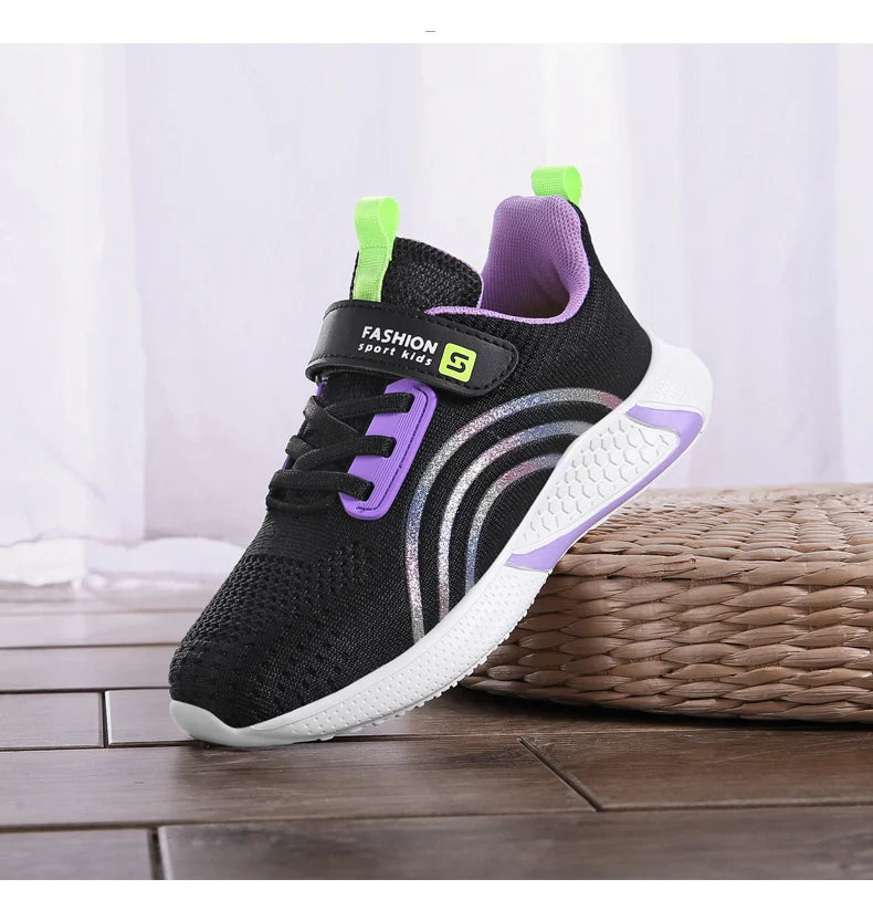 Cute Girls Casual Shoes White Mesh Sneakers Student Kids Summer Sock Footwear Fashion Children Sport Shoes Tenis Running Autumn