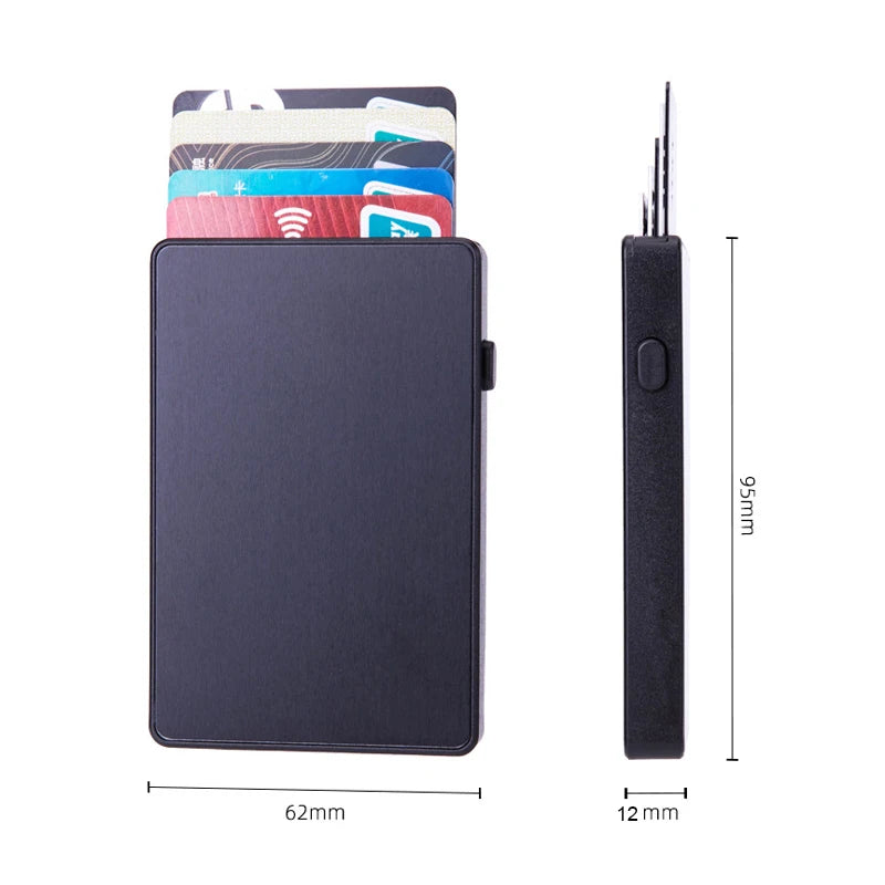Pop-Up RFID Card Holder – Slim Aluminium Card Case, Holds 4–6 Cards