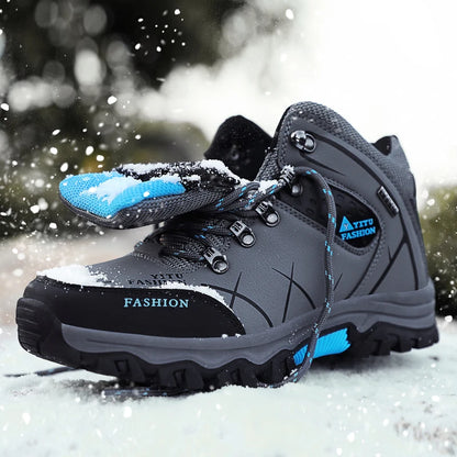 Botas de invierno y nieve impermeables de cuero dividido para hombre