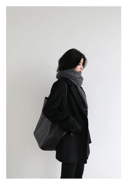 CHIC VEN Damen-Langmantel aus Wollmischung mit einem Knopf