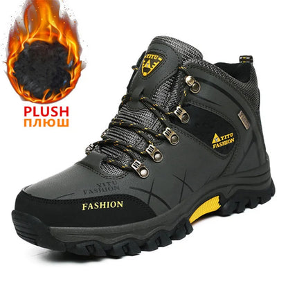 Botas de invierno y nieve impermeables de cuero dividido para hombre