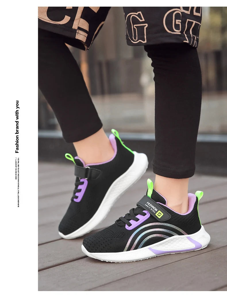 Cute Girls Casual Shoes White Mesh Sneakers Student Kids Summer Sock Footwear Fashion Children Sport Shoes Tenis Running Autumn
