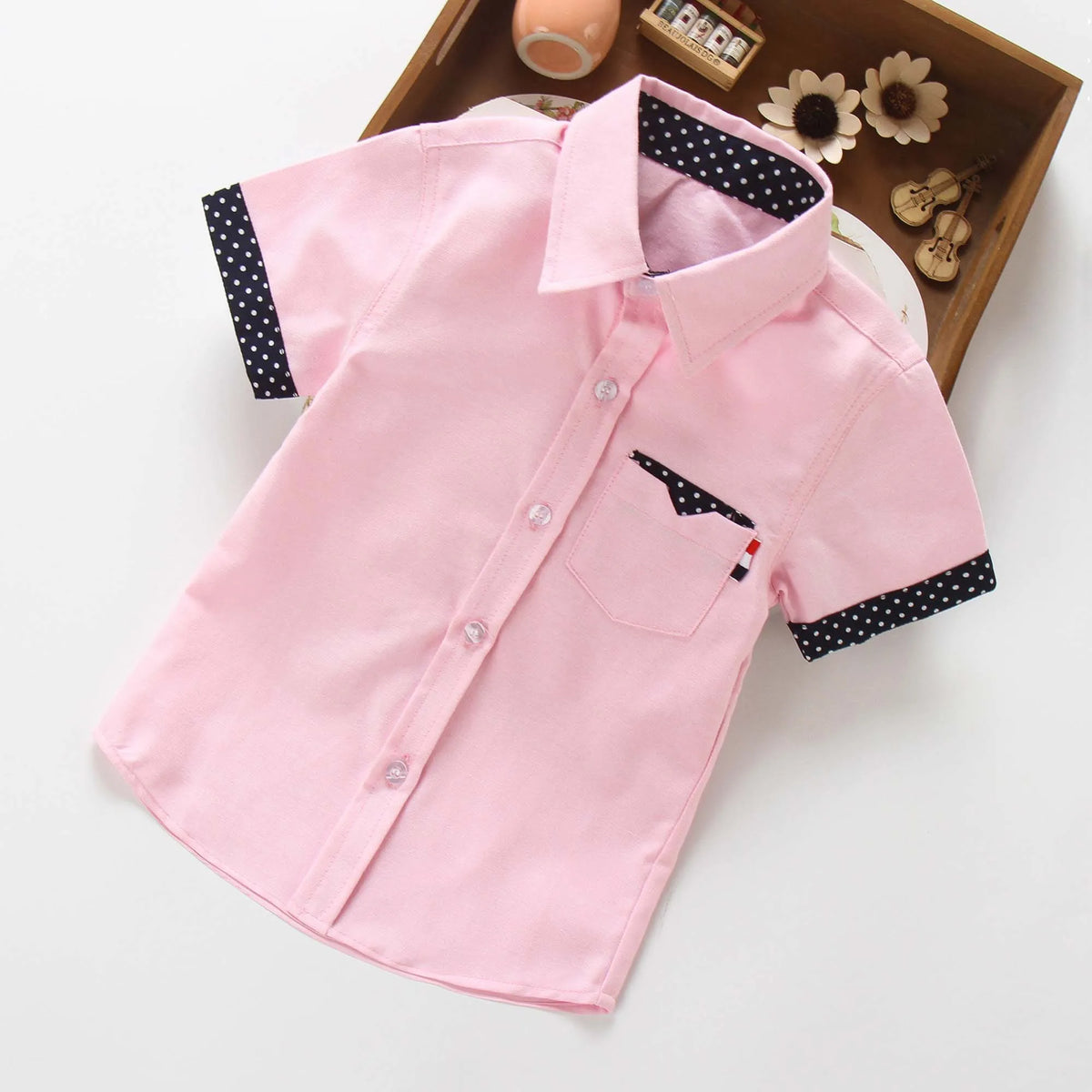 Boys' Cotton Short Sleeve Shirt - Solid Colour Summer Top, Ages 3-11