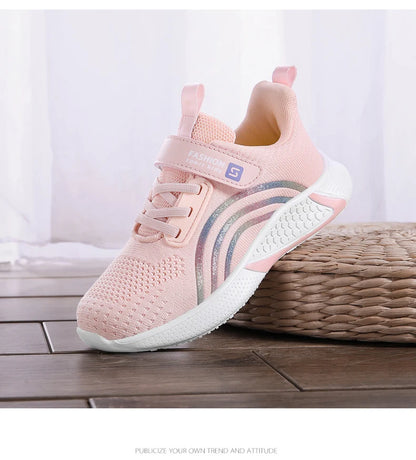 Scarpe casual da bambina, sneaker bianche in mesh, calzature estive da scuola a calzino, scarpe sportive alla moda per ragazze, scarpe da corsa autunnali