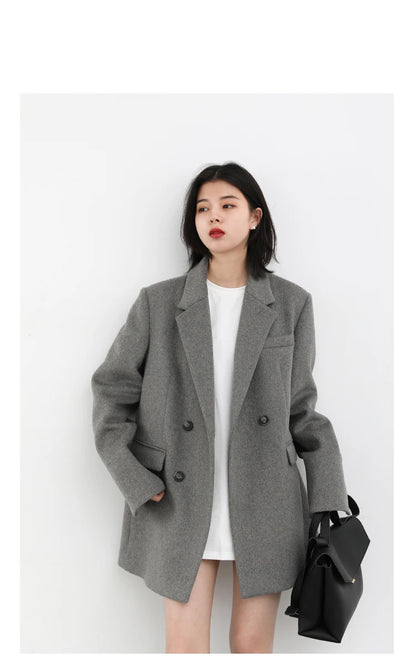 CHIC VEN Damen-Langmantel aus Wollmischung mit einem Knopf
