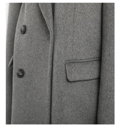 CHIC VEN Damenmantel aus Wollmischung, einfarbiger mittellanger Wollblazer, dicke, warme Damenbluse, Übermantel, Büro-Damenoberteil, Herbst/Winter