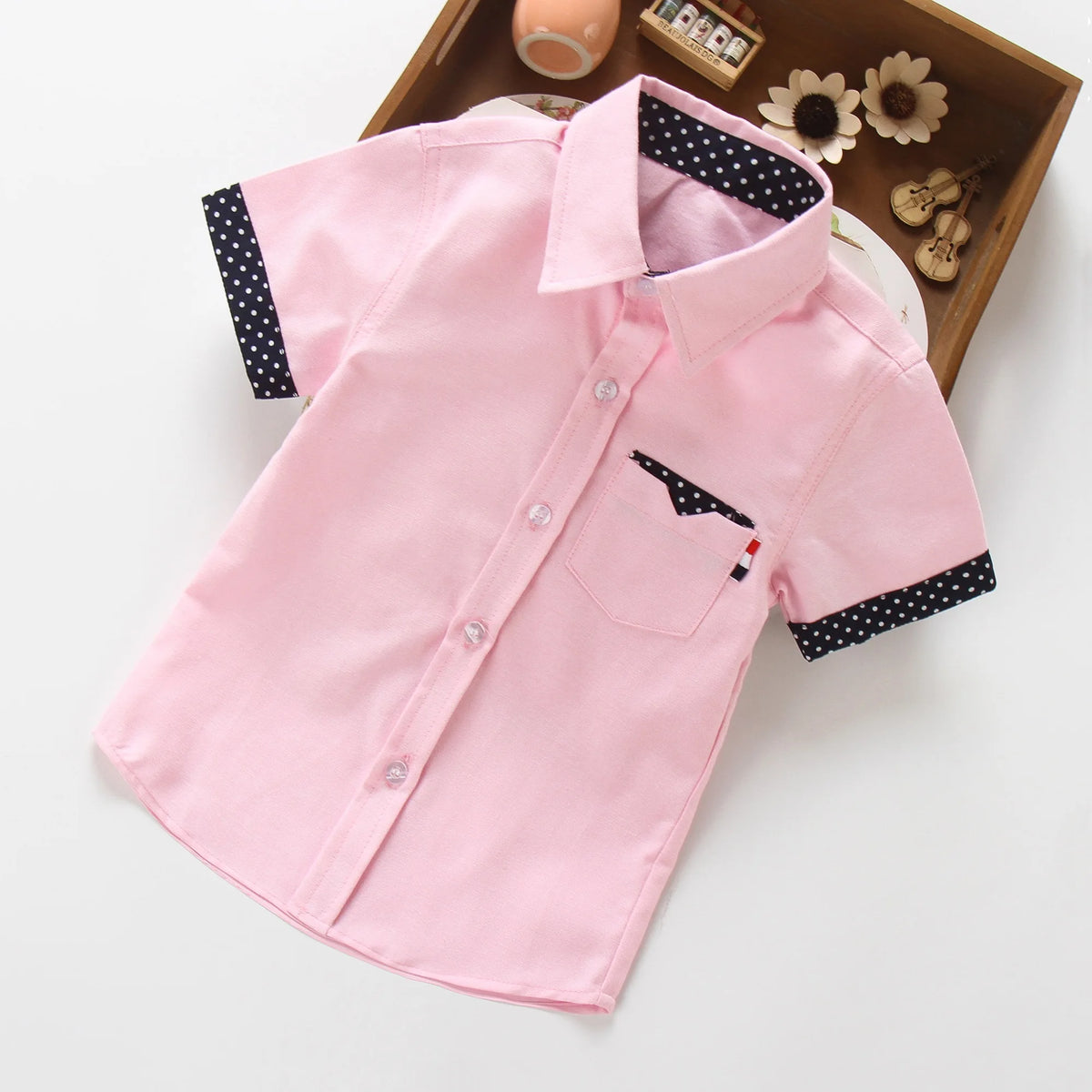 Boys' Cotton Short Sleeve Shirt - Solid Colour Summer Top, Ages 3-11