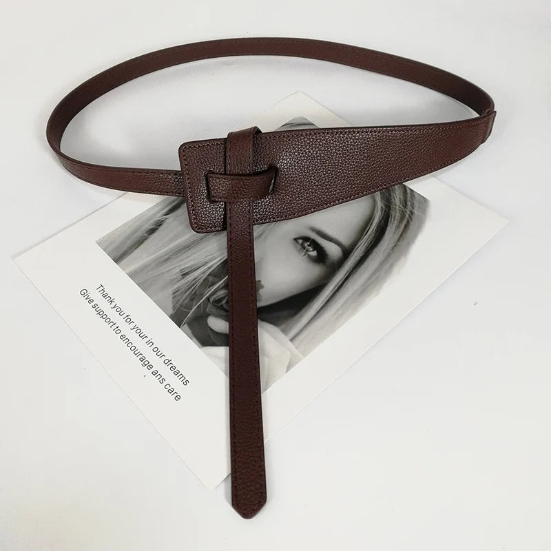 Women's Knot Tie Belt – Soft Faux Leather Coat & Dress Belt