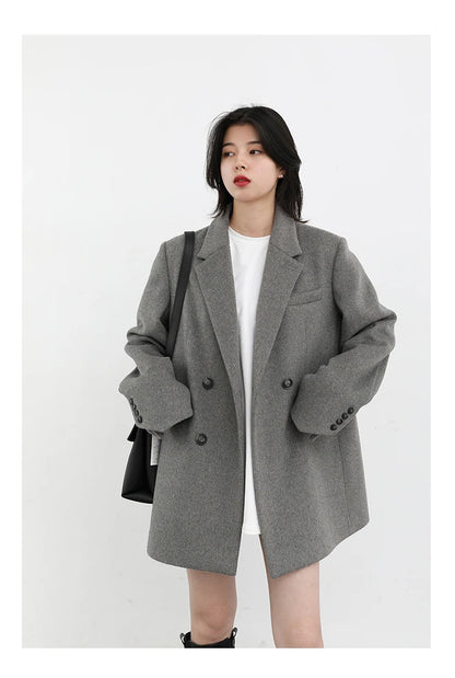 CHIC VEN Damen-Langmantel aus Wollmischung mit einem Knopf