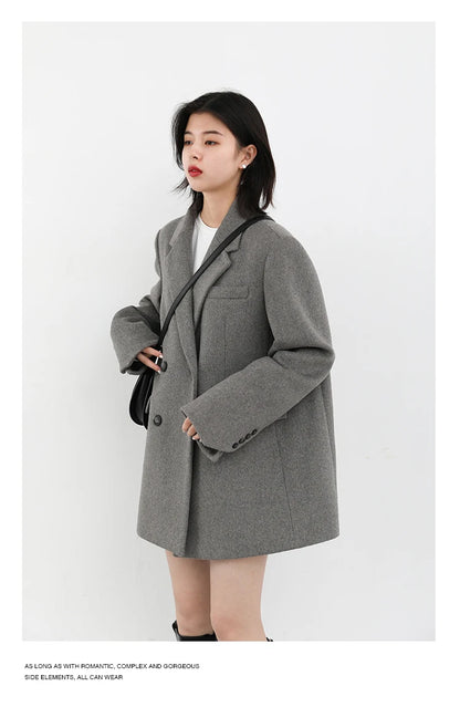 CHIC VEN Damen-Langmantel aus Wollmischung mit einem Knopf