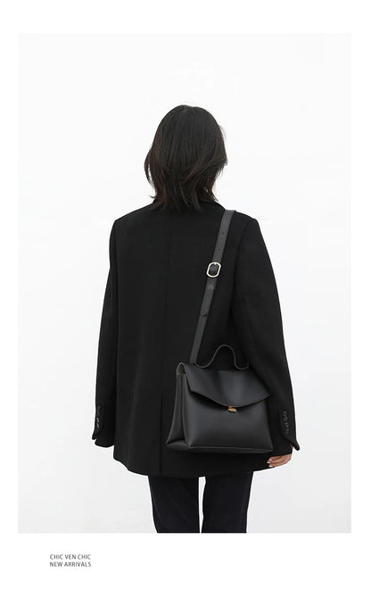 CHIC VEN Damen-Langmantel aus Wollmischung mit einem Knopf