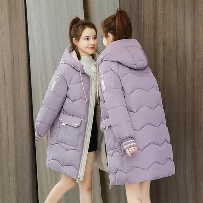 2026 Winter Women Jacket Coats Long Parkas Female Down Cotton Hooded Overcoat Thick Warm Jackets Windproof Casual Student Coat