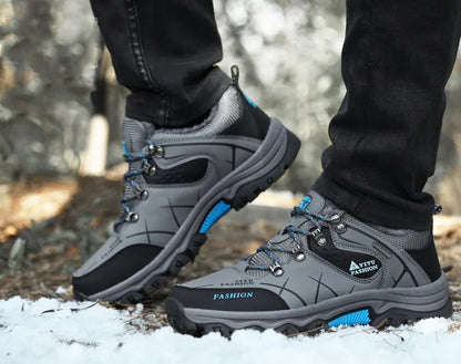 Botas de invierno y nieve impermeables de cuero dividido para hombre