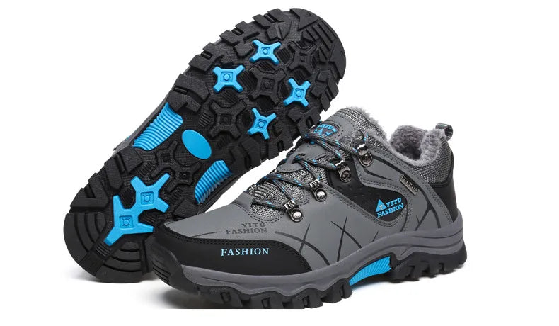 Brand Men Winter Snow Boots Waterproof Leather Sneakers Super  Warm Men's Boots Outdoor Male Hiking Boots Work Shoes Size 39-47