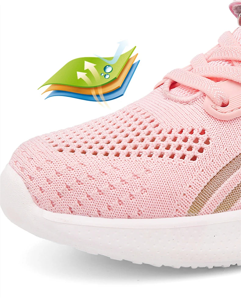 Cute Girls Casual Shoes White Mesh Sneakers Student Kids Summer Sock Footwear Fashion Children Sport Shoes Tenis Running Autumn