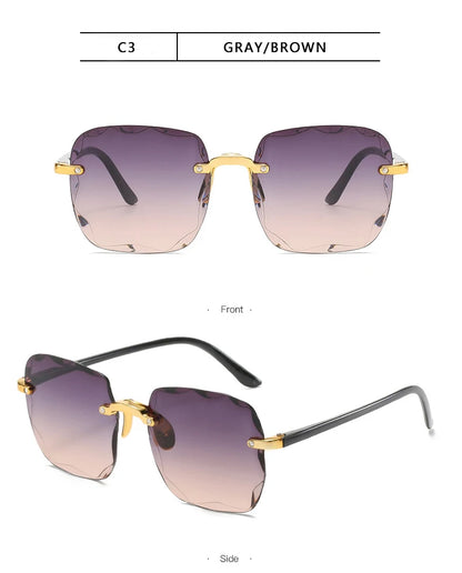 3-Pack Square Rimless Sunglasses | UV400 Summer Shades