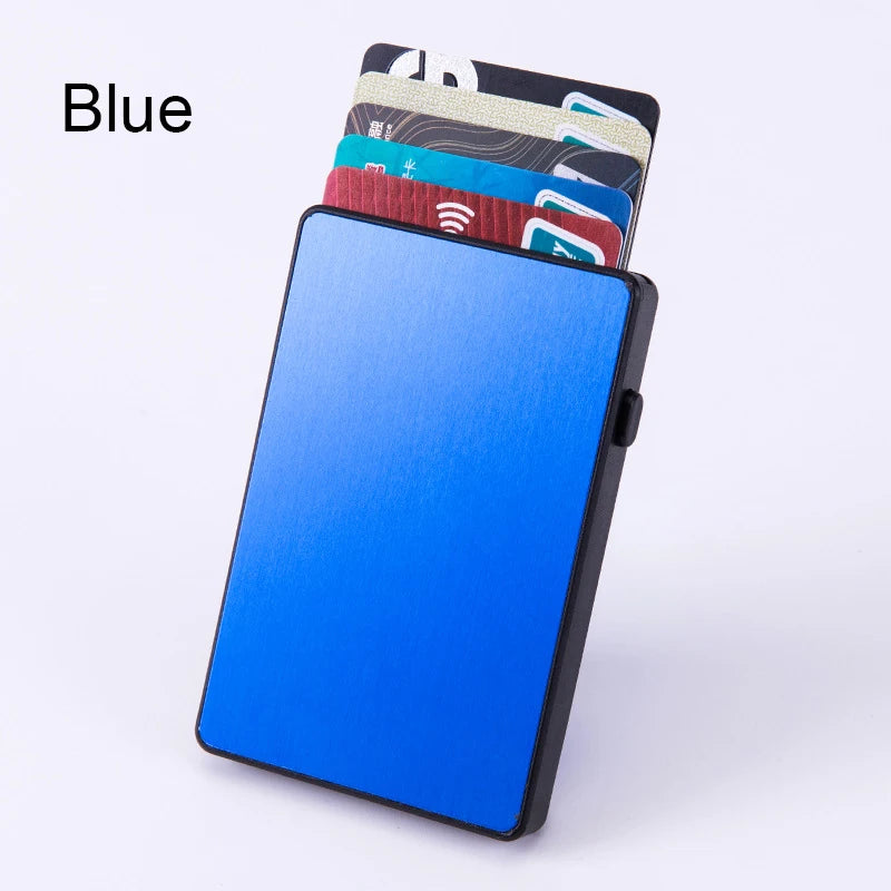 Pop-Up RFID Card Holder – Slim Aluminium Card Case, Holds 4–6 Cards