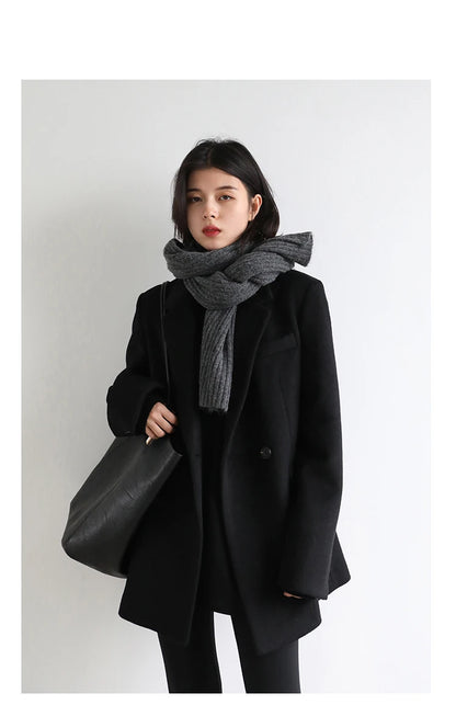 CHIC VEN Damen-Langmantel aus Wollmischung mit einem Knopf