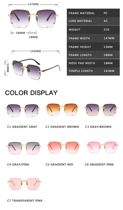 3-Pack Square Rimless Sunglasses | UV400 Summer Shades
